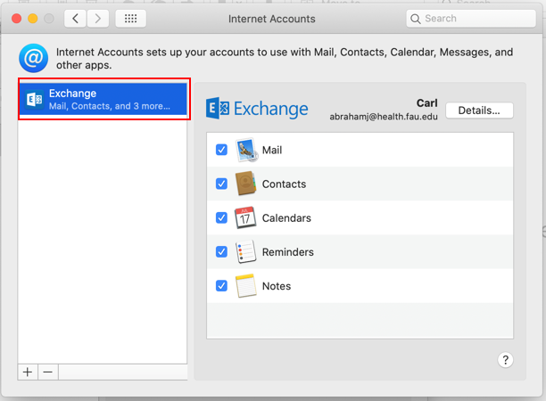 adding exchange account to mac mail