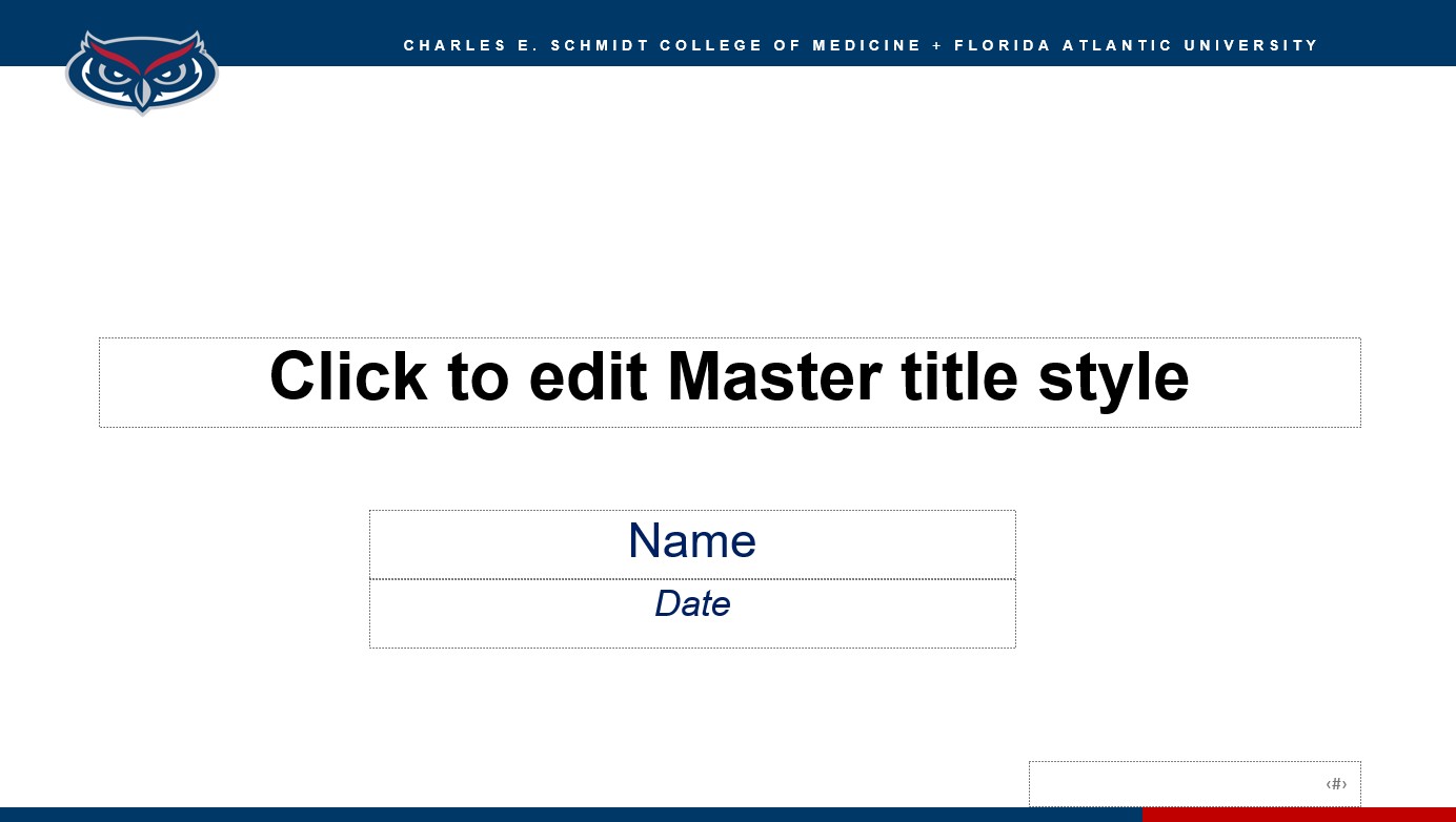COM Template 3 - Owl Head with Charles E. Schmidt College of Medicine top blue bar